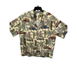 Vintage Aloha Republic Hawaiian Camp‎ Shirt 100% Cotton Woody Surf Palm Tree 4XL